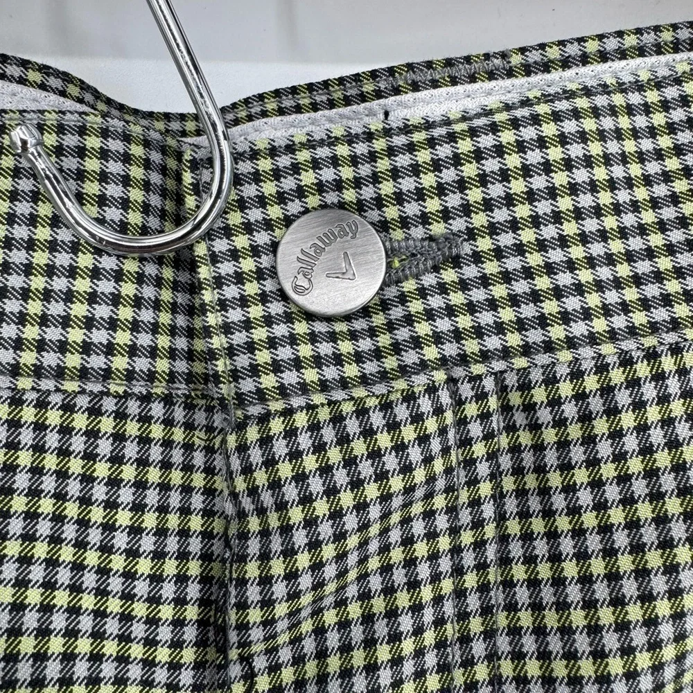Callaway Black Gray & Green Checkered Golf Shorts With Grip Waistband Men's 38